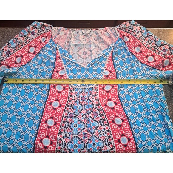 Womens Tunic Top Plus Size 2X  Medallion Tile Crochet Trim Boho Cottage Peasant - Picture 13 of 16